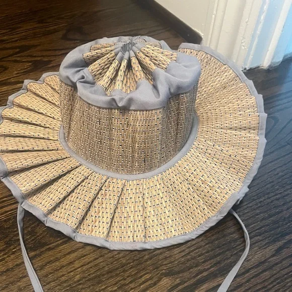 Lorna Murray Capri Woven Bucket Hat with Blue Trim - Picture 4 of 4